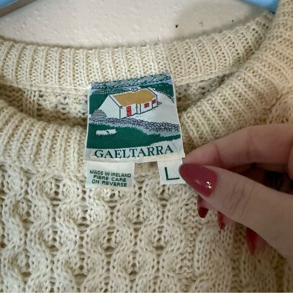 Gaeltarra of Ireland wool and Alpaca
 Cream Cable Knit Sweater L - Picture 3 of 5